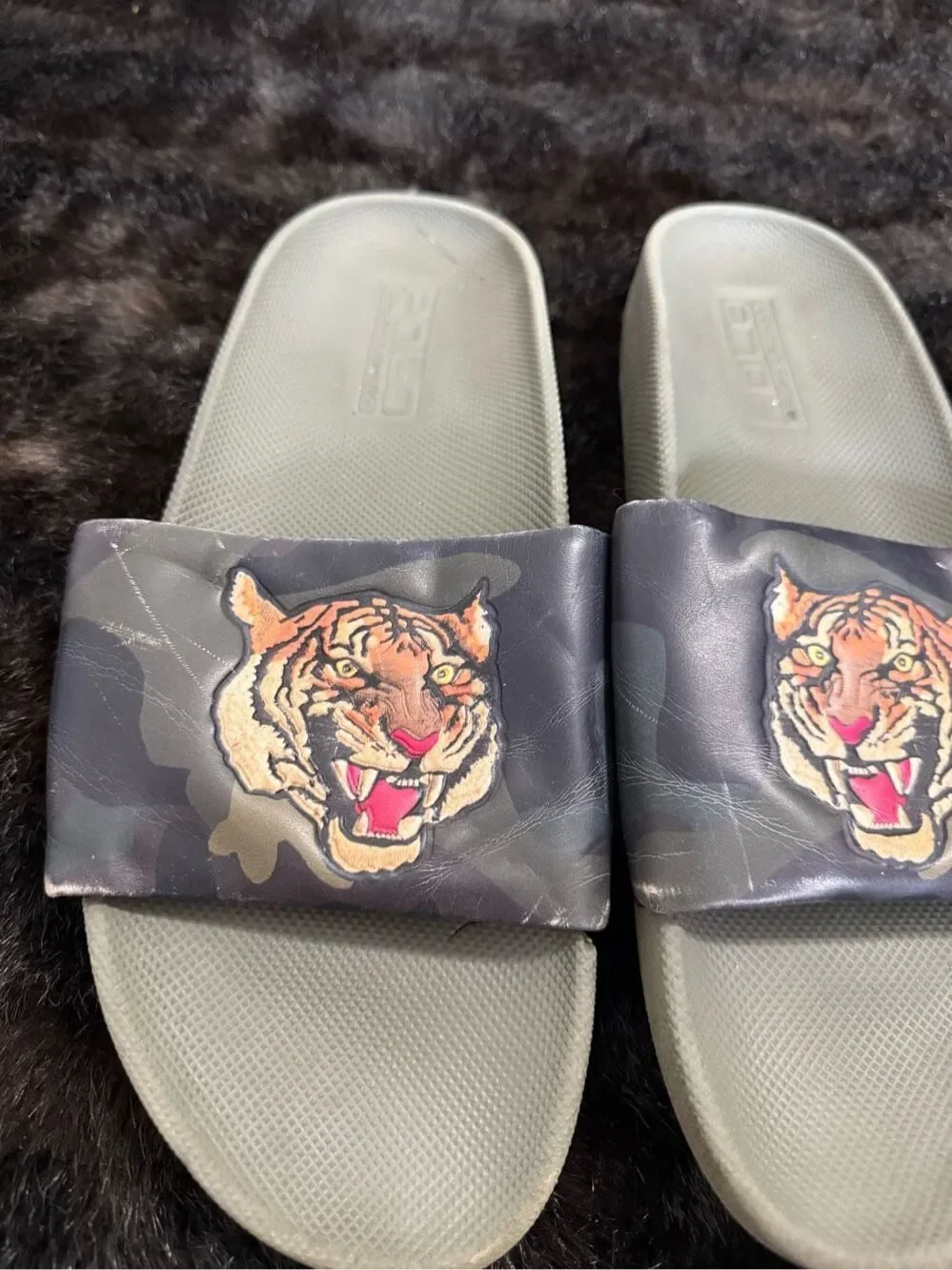 POLO RALPH LAUREN Slide Mens Tiger Cayson Sandal Camo Green Black Orange 10 D